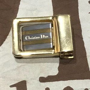 Vintage Christian Dior Silver Gold Two Tone Logo Belt Buckle Spain